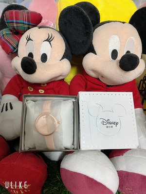 ?日本購回,限量款~Disney 米奇圖騰防水粉色女性手錶,它優雅大方戴在手上不管休閒或正式場合皆搭