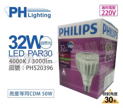 [喜萬年]含稅 PHILIPS飛利浦 LED PAR30 32W 30度 自然光 220V E27燈泡_PH520396