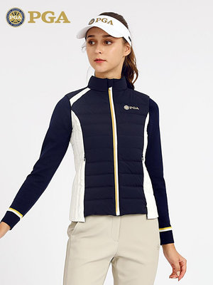 美國PGA高爾夫羽絨服女裝秋冬季白鴨絨服裝保暖外套防水背心馬甲