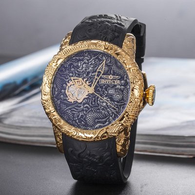 新款高質量外貿熱銷invicta雙龍大表盤鋼帶石英男士手表