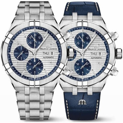 現貨 MAURICE LACROIX  AI6038-SS002-131-2艾美錶 機械錶 44mm 熊貓面盤 雙錶帶