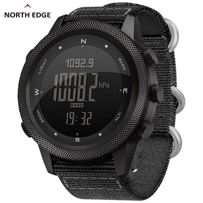 【】NORTH Edge AP46 戶外登山表  運動手錶 游泳防水 指南針電子錶 高度氣壓表 節拍器 男表