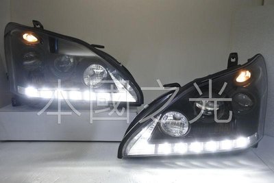 oo本國之光oo 全新 LEXUS 凌志 RX330 雙魚眼 LED R8 HID空件 黑框 大燈 台灣製造 一對