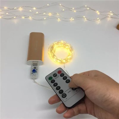 LED燈條 USB款銅線燈造型燈串10米100燈燈串帶遙控器 8種變幻功能 露營燈 聖誕燈