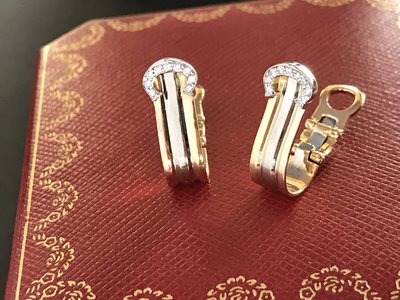 Cartier 保証真品 附原廠盒 28k 三色金 鑽石耳環