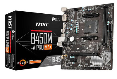 【宅天下】微星 MSI B450M-A PRO MAX AMD主機板/貨況價格另詢優惠/選購整組電腦另有優惠