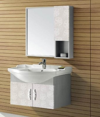 FUO衛浴:80公分 合金材質櫃體 陶瓷盆浴櫃組(含鏡子,龍頭) T9469-80