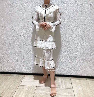 [ ohya梨花 ] =韓國帶回=最新春夏新款名媛派對婚禮穿搭♡♡白色蕾絲多層蛋糕造型禮服連身裙長洋裝