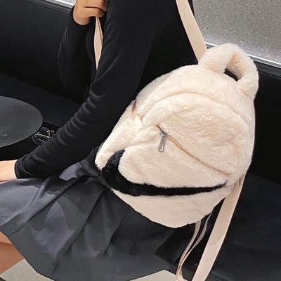 【Luxury】NIKE SPORTSWEAR ESSENTIALS 毛絨 小包 後背包 粉色 FB3049-838 黑