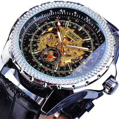 現貨男士手錶腕錶外貿 JARAGAR 男士時尚休閑鏤空大錶盤全自動機械手錶
