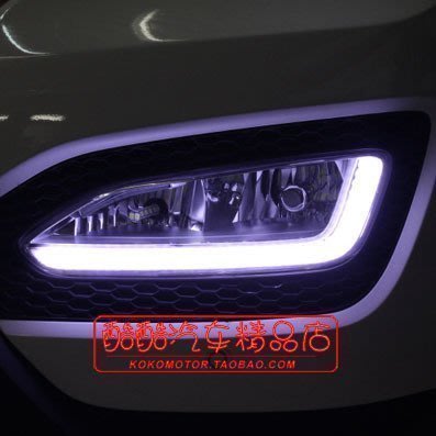 16-13Hyundai現代 Santa Fe DM改裝面板LED霧燈條C款（韓國進口）汽車內飾改裝飾品 高品質