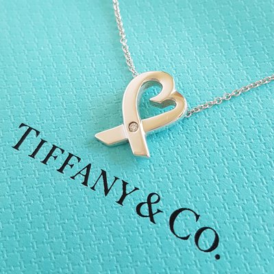 TIFFANY &amp; CO. 天然鑽石 項鍊， 畢卡索 Loving Heart ，純銀 925  ( S號 )，保證真品