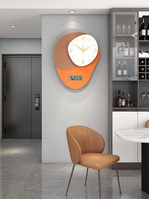 現貨 輕奢鐘表掛鐘客廳現代簡約大氣家用創意時鐘掛墻餐廳萬年歷電子鐘