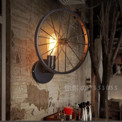 🍕復古車輪壁燈 Loft美式工業風 E27 鐵藝造型壁燈 酒吧咖啡廳創意過道陽臺走廊輪子壁燈