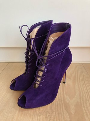 sergio rossi 真品 35.5 深紫色 麂皮高跟鞋