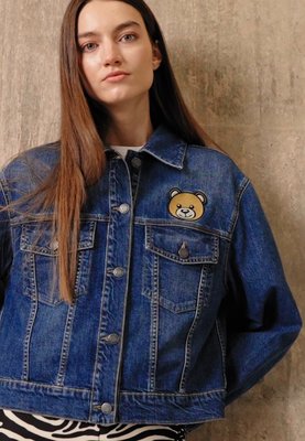 【折扣預購】22秋冬正品Moschino TEDDY BEAR DENIM JACKET泰迪熊短版牛仔藍色夾克外套