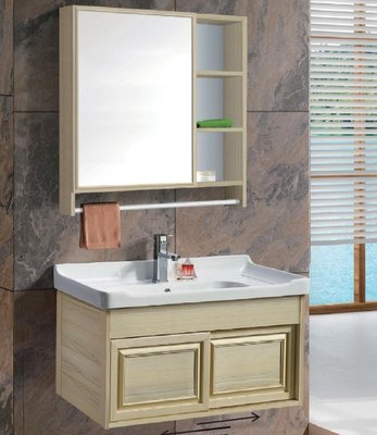 FUO 衛浴: 70公分 合金材質櫃體  陶瓷盆 滑門浴櫃組(含龍頭) T9102 預訂！