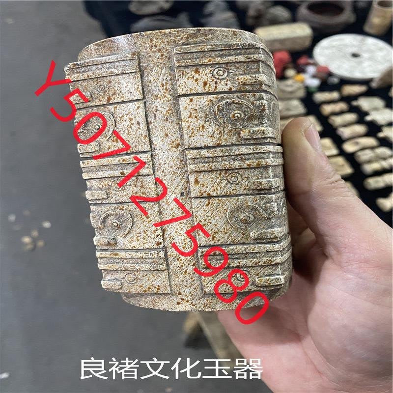 古玉新舊石器古人祭祀禮器仿良褚玉器人面玉棕把件擺件長方形玉棕【百草