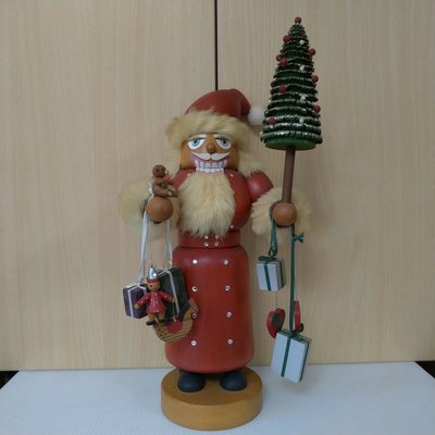 KWO 薰香木偶 吹煙人 聖誕老公公B 限量版 高約33公分 德國手工玩具 2004年