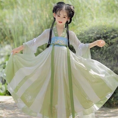 古裝漢服兒童女中國風古風公主漢服裙女童連衣裙兒童古典舞演出服連身裙洋裝