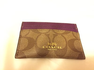 ☆~咖啡香~☆美國真品COACH 74759 紫色 CLOGO 隨身名片信用卡證件夾 現貨在台