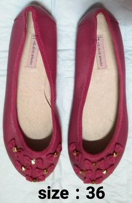 ?降價?專櫃正品【AS：HELENE SPARK】--桃粉色鉚釘蝴蝶結平底娃娃鞋(size：36)~3,280元×0.5購入。 售1,000