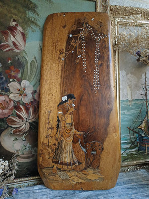 印度草花梨木掛墻 裝飾畫 木板畫  vintage