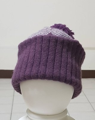 KANGOL 英國袋鼠 滑雪毛球針織帽 FOUNDED 38.83 ONE SIZE 紫色 雪花針織帽