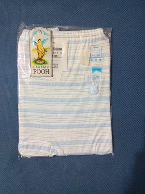 買5送1 零碼童裝 奇哥 內著 藍色條紋維尼 初生嬰兒褲薄長褲 3M(6公斤)
