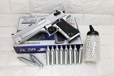 台南 武星級 KWC 沙漠之鷹 手槍 CO2槍 銀 + CO2小鋼瓶 + 奶瓶 KCB51C ( BB槍BB彈玩具槍