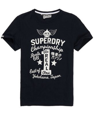 極度乾燥 Superdry Real 1 Tee T-shirt 短袖 復古 裂紋Logo 上衣 A&F 藍黑