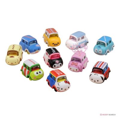 ♥小花凱蒂日本精品♥Dream Tomica Sanrio角色系列 模型車小汽車玩具車收藏擺飾10入組 11703501