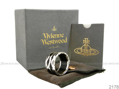 金鐸精品~2178 Vivienne Westwood 薇薇安·魏斯伍德 925銀飾黑色琺瑯XL號寬版 戒指
