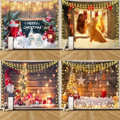 平安夜壁爐掛毯裝飾布床背景掛布ins聖誕牆布牆飾3d立體背景牆高級感聖誕老人-麥德好服裝包包
