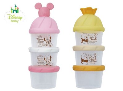 【雷恩的美國小舖】日本製 迪士尼 DISNEY 三層奶粉罐 奶粉盒 零食盒 分裝盒 外出盒 立體造型頭 米妮 維尼熊