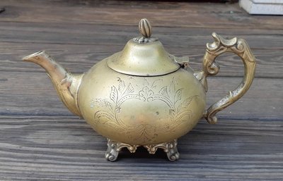 二手早期珍藏~印度手工雕刻銅壺 黃銅茶壺 加厚壓花銅壺 酒壺 (重955g)