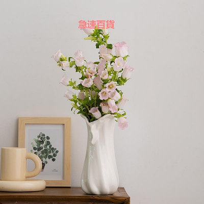 精品創意白色花瓶陶瓷現代鮮花干花客廳插花擺件輕奢大口徑落地高級感
