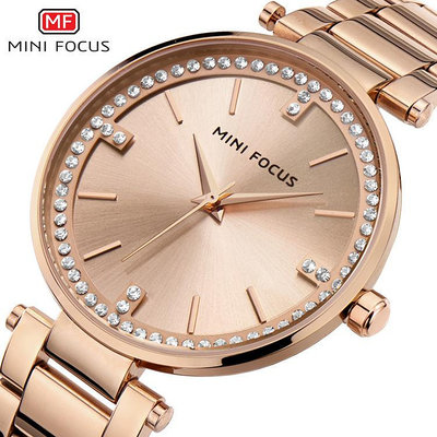 現貨女士手錶腕錶MINI FOCUS福克斯外貿熱賣鑲鉆女錶石英錶時尚典雅鋼帶錶MF0031L