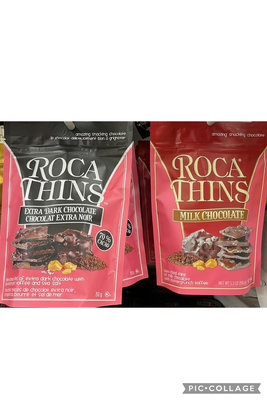 4/24前 Roca Thins 美國 樂家薄片牛奶巧克力杏仁糖150g 或 樂家薄片70%黑巧克力杏仁糖150g 頁面是單包價