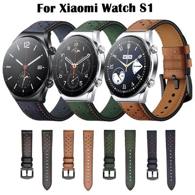 適用於小米手錶 S1 錶帶更換錶帶的皮革腕帶, 用於xiaomi watch S1 智能手錶