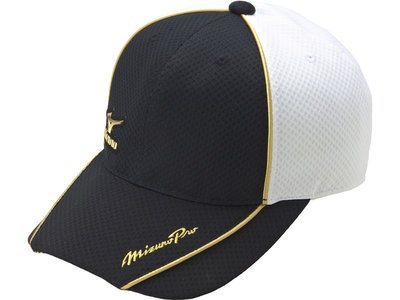MIZUNO美津濃 PRO 限量 頂級  棒球帽 練習帽 可調適 透氣 鴨舌帽 黑白 12JW6X9090