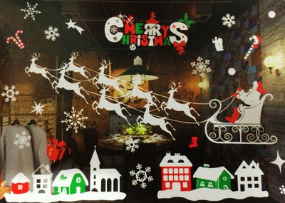 節慶王X射線【X105299】聖誕系列靜電貼紙(1入)，玻璃貼/櫥窗佈置/雪花/聖誕/擺飾/聖誕佈置/聖誕造景裝飾/窗貼