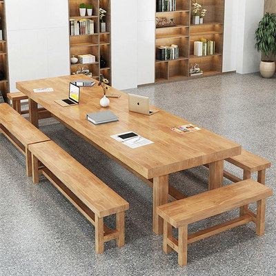 簡約實木大板桌泡茶書桌木頭辦公會議桌椅組合洽談桌子~特價