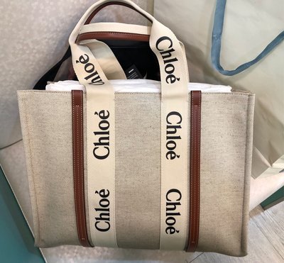 （他處已售出）全新真品卡其色Chloe Woody tote bag（大）_專櫃缺貨款