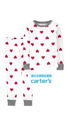 《The Hans》美國 Carter’s 套裝二件組 N1149 情人節 家居服 4T 滿版愛心 粉紅泡泡套裝 現貨