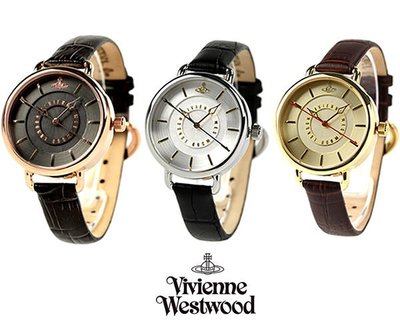 Vivienne Westwood ►Gainsborough 真皮錶帶瑞士石英機芯手錶｜100%全新正品｜特價!
