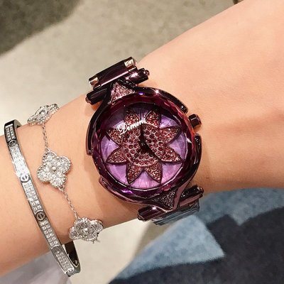 新款手錶女 百搭手錶女Dimini蒂米妮新款手錶重工水鉆太陽花時尚精美女士腕錶石英錶防水