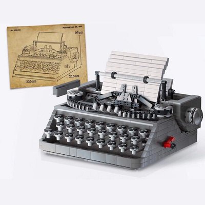 下殺 拼裝積木成人高難度立體復古打字機鍵盤拼插印字機益智啟智樂品牌