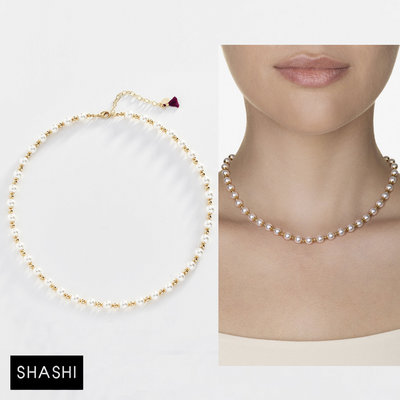 SHASHI 紐約品牌 Empress 金色珍珠項鍊 經典珍珠頸鍊