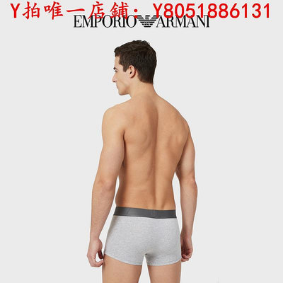 內褲EMPORIO ARMANI/阿瑪尼男士純棉彈力平角Logo腰邊時尚內褲官方CK